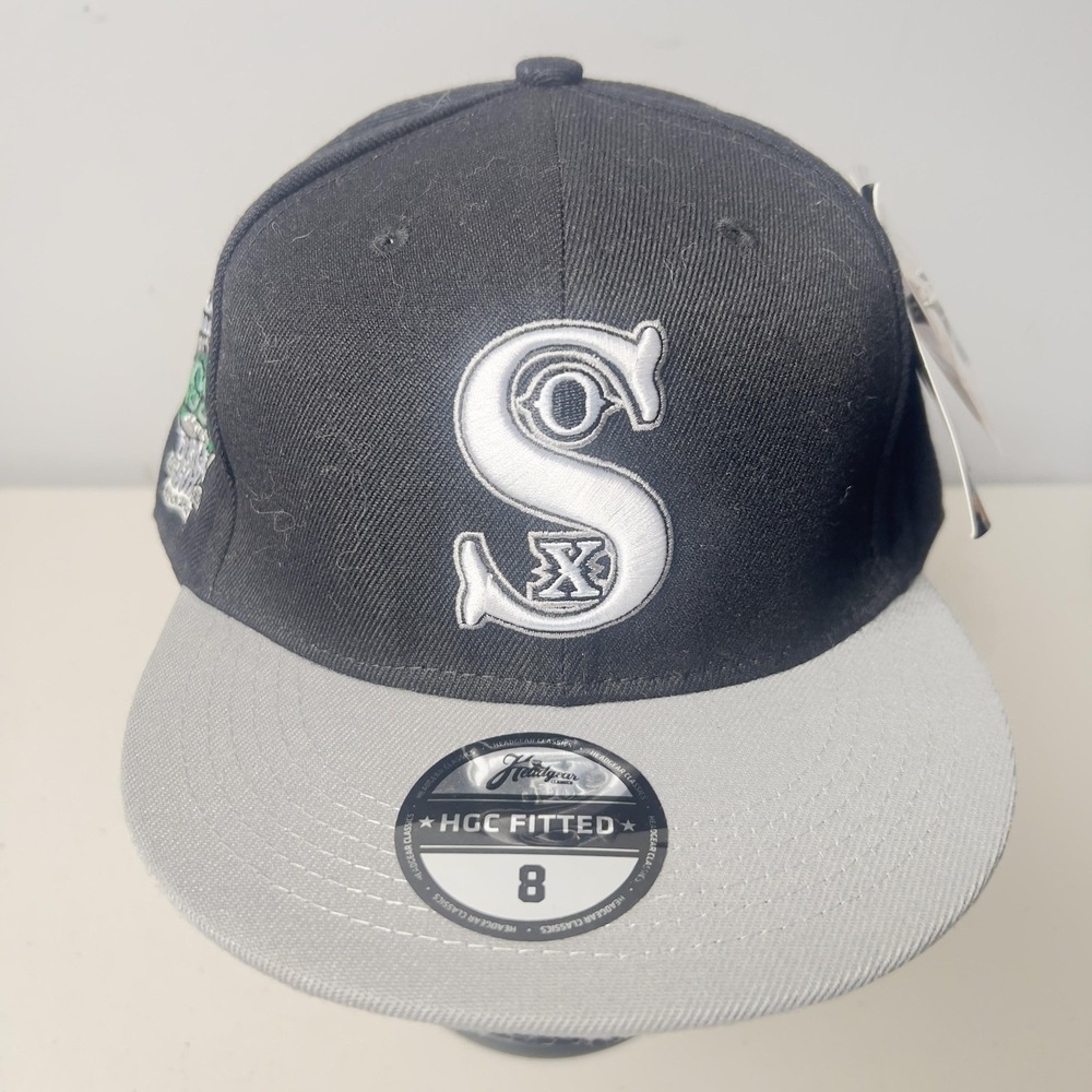 Black Sox Hat Cap Fitted Mens 8 Black Gray Baseball Negro Leagues Headgear‎